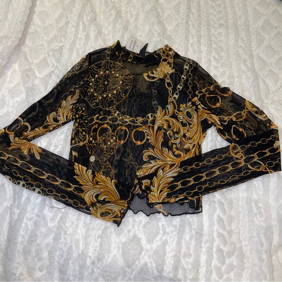 NWT see through chain long sleeve top size small - Picture 4 of 7
